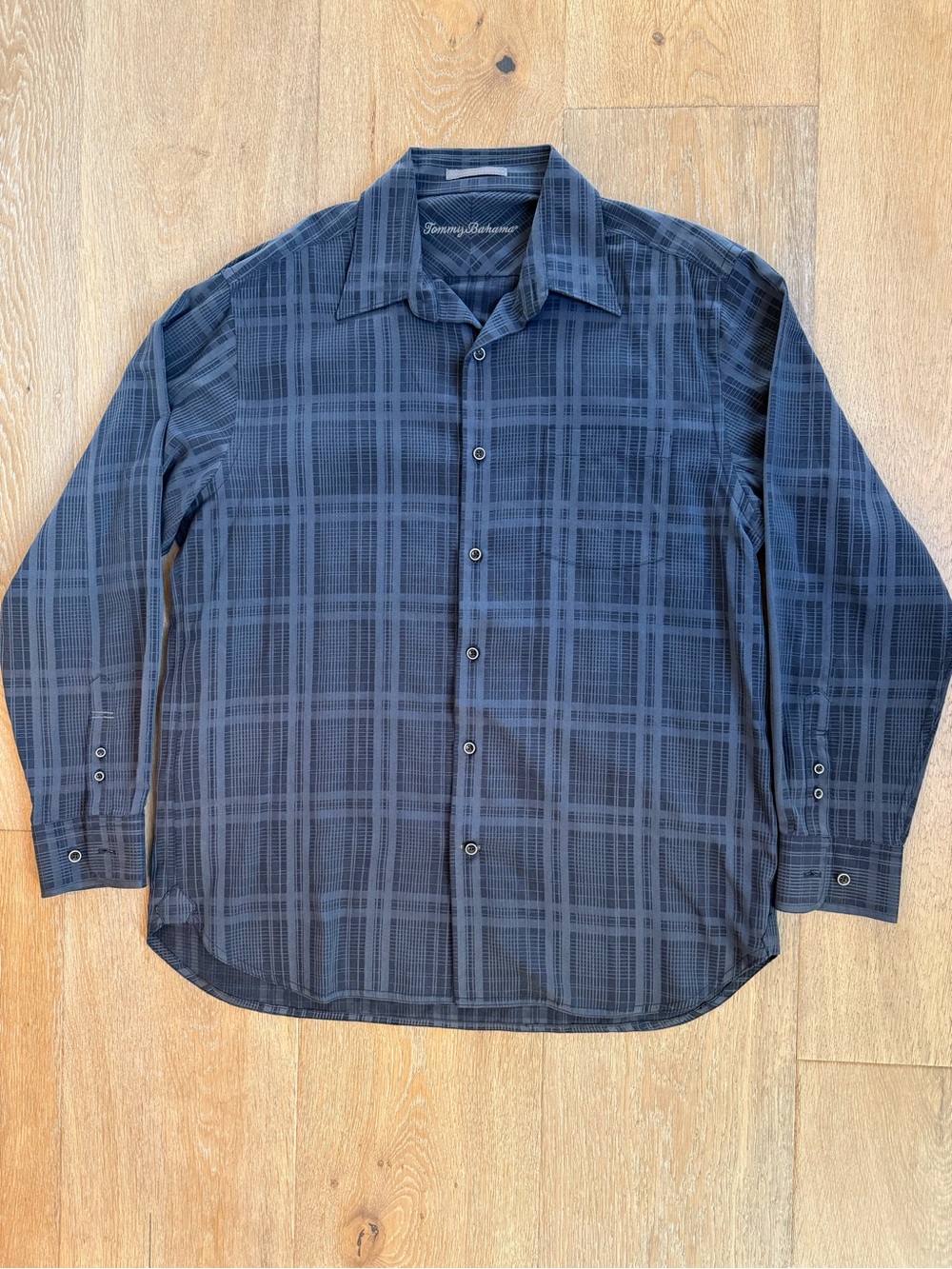 Tommy Bahama Navy and Slate Plaid Button-Down Shirt